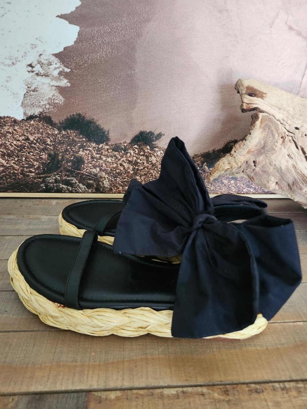 ULLA JOHNSON Clara Bow Black Leather Espadrille Sandals 38EU/8US